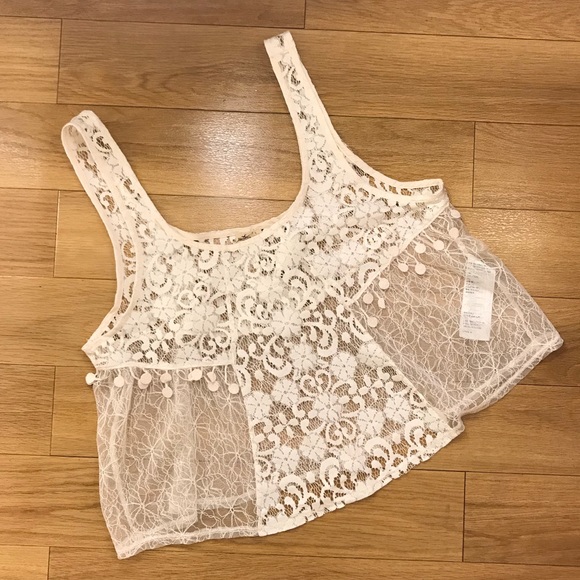 Hollister Tops - Hollister Crop Top Crochet Lace Size L Top